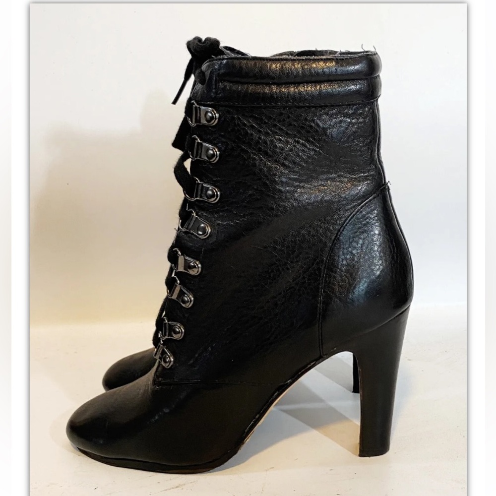 Halogen Genuine Leather Lace Up Steam Punk Boots